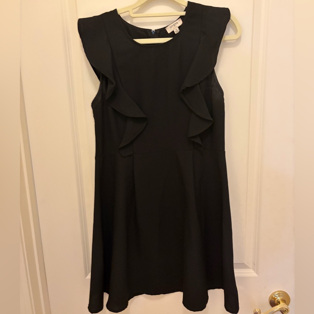 Umgee Black Ruffle Sleeve Mini Dress
